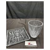 Waterford Crystal vase and platter