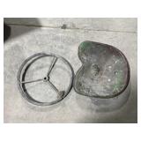 Metal implement seat and steering wheel