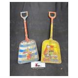 Vintage metal toy shovels