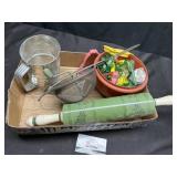 Cookie cutters, rolling pin, sifters