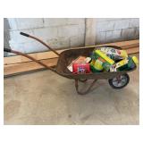 Wheel Barrow with Misc Garden Care