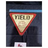 Metal yield sign