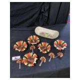 Colorful, turkey themed ceramic tableware