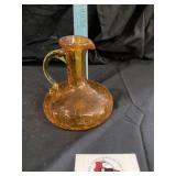 Amber crackle glass pitcher