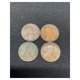 Four 1913-S Lincoln Pennies