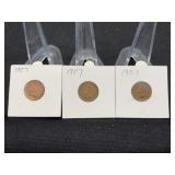 Three 1907 Indian Head Penny