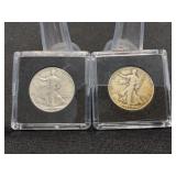 Two 1944-D Walking Libery Half