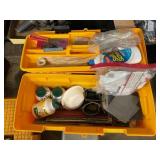Plastic Toolbox with Sandpaper and Misc
