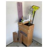 Cleaning supplies, misc items/ small lumber pieces