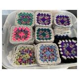 Tote of crocheted items