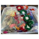 Small tote of crocheted items