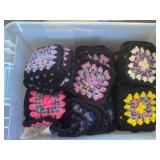 Tote of crocheted items