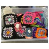 Tote of crocheted items