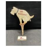 Cast iron dog 'No Dumping' yard stake