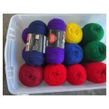 Tote of yarn, various colors