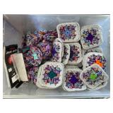 Tote of  crocheted items