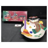 Christmas train decor and platter