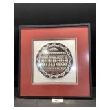 Framed Polynesian tapa cloth