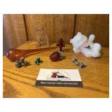 Red glass hydrant, miscellaneous knick knacks