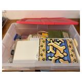 Tote of gift wrap and misc