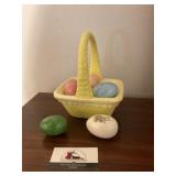Ceramic Easter basket and eggs