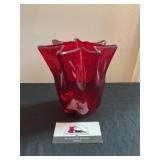 Handkerchief Red Glass Vase