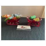 Red Glass Sleds with Blown Glass Candies