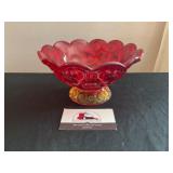 LE Smith Moon and Stars Red Glass Bowl
