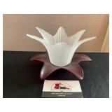 Vintage Red and White Glass Lily Candle Holder