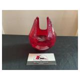 MCM Viking Ruby Red Crackle Glass Vase