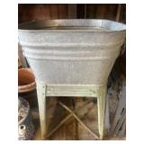 Galvanized wash tub on stand