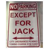 Metal No Parking sign