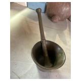 Heavy brass pedestal and mortar