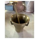 Heavy brass pedestal and mortar