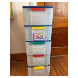 Plastic storage cart with sewing misc