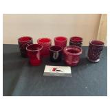 Red Glassware Toothpick Holders