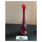 Fenton Red Glass Bud Vase