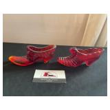 Fenton Glass Slippers Ruby Red Amberina