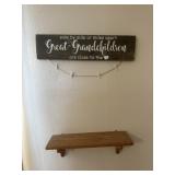 Wooden shelf and great grandchildren picture