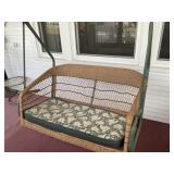 Metal and Wicker Porch Swing