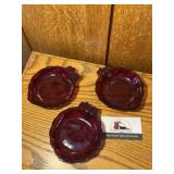 Ruby red leaf ash trays
