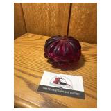 Fenton red ruby dish with lid