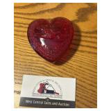 Red glass bird ring holder