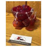 Vintage glass miniature punch bowl and glasses