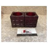 Red glass candle holders