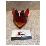 Vintage double cardinal red  glass figurine