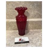 Red glass vase 7 in