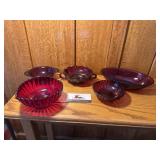 Red glass dishes