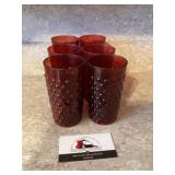 Red hobnail glasses