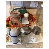 Salt and pepper, glassware and misc
